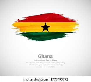 Abstract brush painted grunge flag of Ghana country for Independence day of Ghana