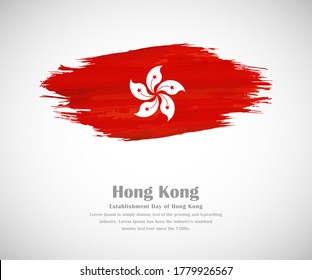 Bandera gruesa pintada de un cepillo abstracto en el país de Hong Kong para el día del establecimiento de Hong Kong