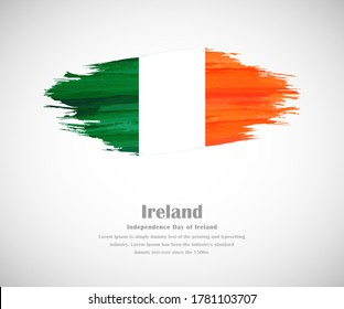 Abstract brush painted grunge flag of Ireland country for Independence day of Ireland