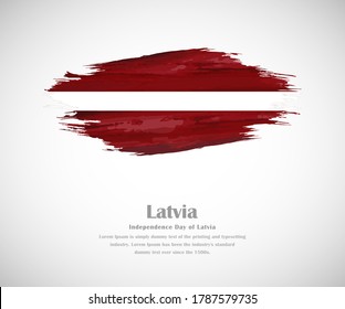 Abstract brush painted grunge flag of Latvia country for Independence day of Latvia