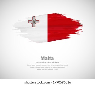 Bandera gruesa pintada de cepillo abstracto para el Día de la Independencia de Malta