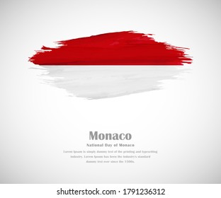 Abstract brush painted grunge flag of Monaco country for national day of Monaco