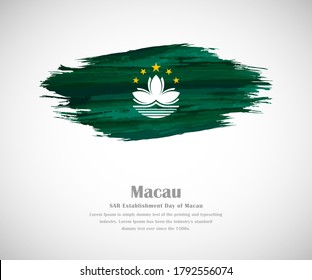Abstract brush painted grunge flag of Macau country for SAR Establishment day of Macau