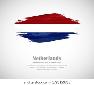 Bandera gruesa pintada de cepillo abstracto para el Día de la Independencia de los Países Bajos