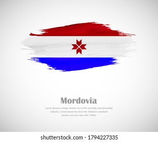 Abstrakte farbige Grunge-Fahne des Landes Mordovia für den Nationalfeiertag Mordovia