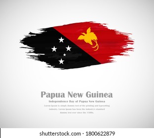 Abstract brush painted grunge flag of Papua New Guinea country for Independence day of Papua New Guinea