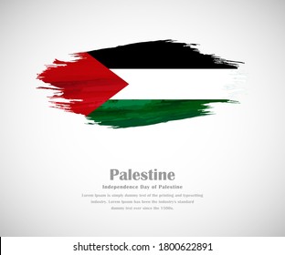 Abstract brush painted grunge flag of Palestine country for Independence day of Palestine