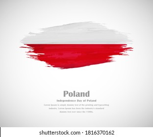 Abstrakter Pinselstrich malte Grunge Flagge Polens Land für Unabhängigkeitstag Polen