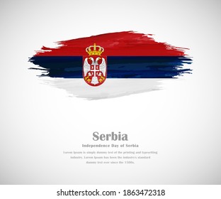 Abstract brush painted grunge flag of Serbia country for Independence day of Serbia