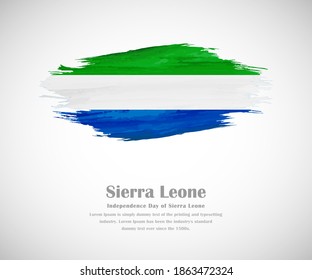 Abstract brush painted grunge flag of Sierra Leone country for Independence day of Sierra Leone