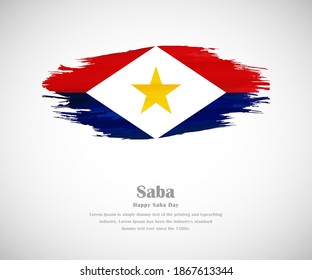 Bandera gruesa pintada de cepillo abstracto del país de Saba para el día de Saba