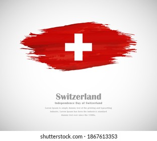 Abstrakte, mit Pinsel bemalte Grunge-Flagge des Schweizer Landes für Unabhängigkeitstag der Schweiz