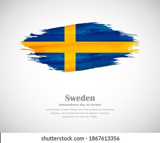 Bandera grunge pintada de cepillo abstracto del país sueco para el día nacional de Suecia