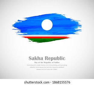 Abstract brush painted grunge flag of Sakha Republic country for republic day of Sakha Republic