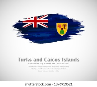 Abstract brush painted grunge flag for constitution day of Turks and Caicos Islands