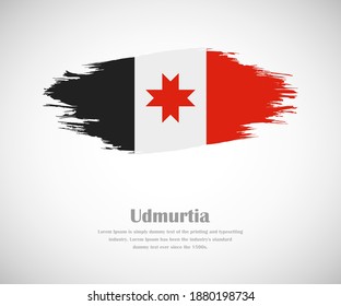 Abstract brush painted grunge flag of Udmurtia country for national day of Udmurtia