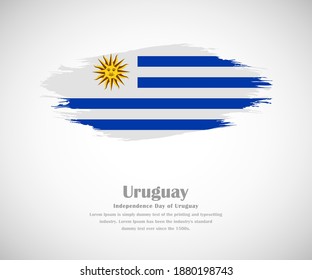 Abstract brush painted grunge flag of Uruguay country for Independence day of Uruguay