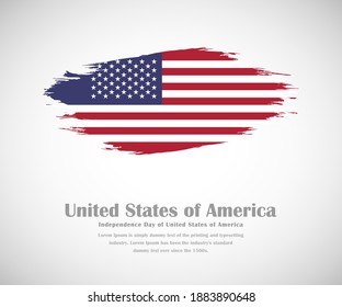 Abstract brush painted grunge flag for Independence day of United States of America