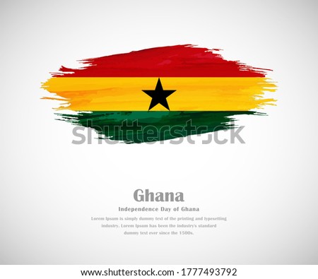 Abstract brush painted grunge flag of Ghana country for Independence day of Ghana