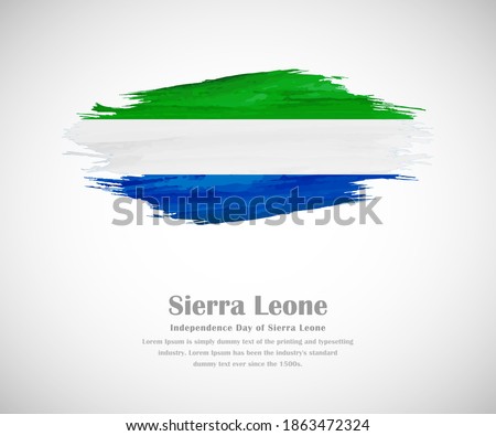 Abstract brush painted grunge flag of Sierra Leone country for Independence day of Sierra Leone