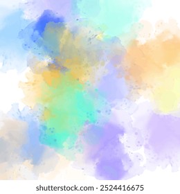 Abstract brush painted watercolor background with multiple colors. Watercolor gradient painted background vector.