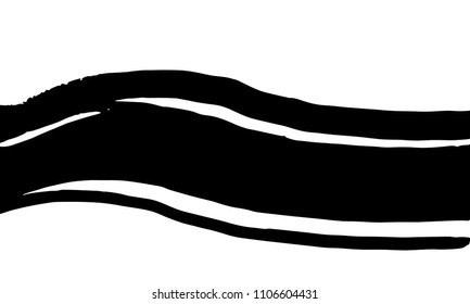 Abstract brush painted wave shape on white background.