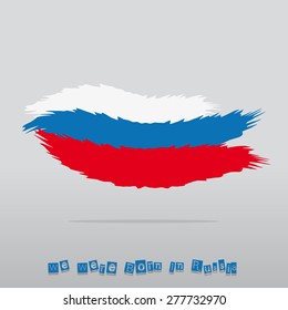 Abstract Brush Russia Flag With Text
