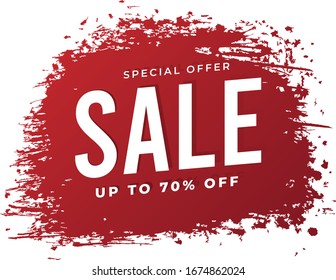 abstract brush sale banner on red background