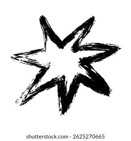 Abstract brush shapes with doodle stars and flowers, colorful scribbles in cute hand-drawn collage style, fun geometric cartoon elements. Flat vector illustration isolated on white background.