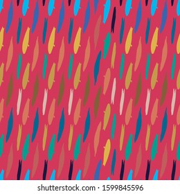 Abstract brush strock organic shape seamless pattern loose ink drawing vector eps 10 colorful  striped