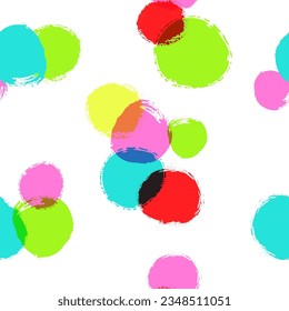 Abstracto de pincel de pincel diseño de círculos redondos artísticos vectores de patrones sin fisuras