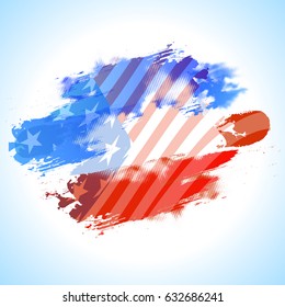 Abstract brush stroke background in American Flag colors for 4th of July concept.