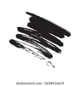 Abstract brush stroke background. Black hand-painted lines on white. Dynamic composition suitable for creative layouts, such as sale banners, posters, and artistic design projects. Vector 10 EPS.