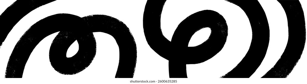 Abstract brush stroke background with colorful paint splashes and swirling waves. Artistic vector pattern with spiral effects and ribbon lines. Flat vector illustration isolated on white background.