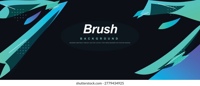 Abstract brush stroke background illustration. Dynamic turquoise geometric composition with modern artistic style. Futuristic banner design concept. Creative digital backdrop.