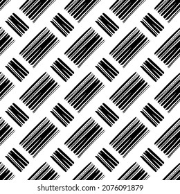 Abstract brush stroke basket weave checked motif. Vector seamless pattern.