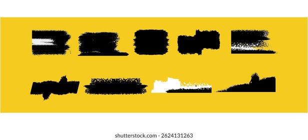 Abstract brush stroke collection on yellow surface