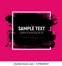 Abstract Brush Stroke Designs in Black, Pink and White Texture with Frame. Can be used for Invitation, Greeting Card, Poster Design Templates. Vector Illustration EPS10