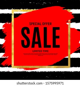 Abstract Brush Stroke Designs Final Sale Banner with Frame. Vector Illustration EPS10