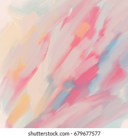 Abstract brush stroke hand-drawn background, picturesque oil painting, vector illustration with colorful rainbow palette