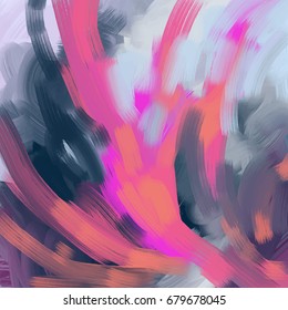 Abstract brush stroke hand-drawn background, picturesque oil painting, vector illustration with colorful rainbow palette