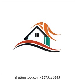 Abstract Brush Stroke House Icon Minimalist Vector Design