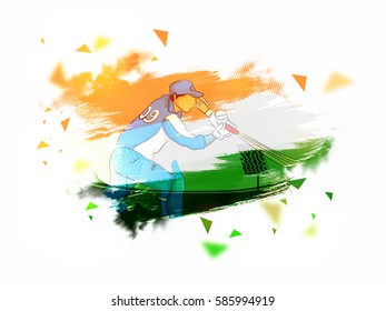 Resumen de la ilustración de pincel con el Bateador de Cricket en la acción.