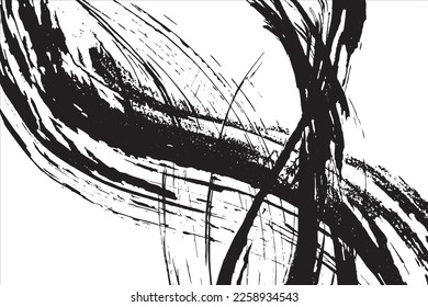 Abstract brush stroke painting on isolate background, Dry paint brush stroke texture on white background, simple black ink Japanese brush stroke abstract wallpaper