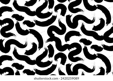 Abstract brush stroke painting seamless pattern isolated on transparent background. Vector illustration
