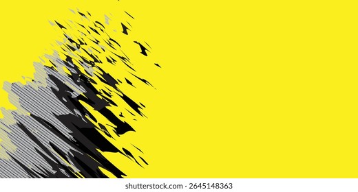 Abstract brush stroke painting Seamless black, gray and white brush pattern on yellow background. Seamless grunge texture background.