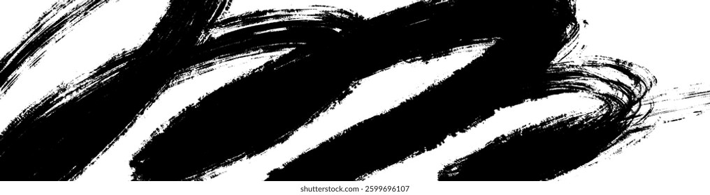 Abstract brush stroke pattern with colorful swirls and spray textures. Retro geometric wave design with bold paint lines and artistic elements. Flat vector illustration isolated on white background.