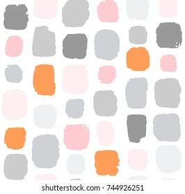 Abstract brush stroke pattern. Vector seamless background with grunge dots spots or splashes in pastel colors.