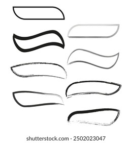 Abstract brush stroke shapes. Black and white design. Various vector lines. Artistic minimalist elements.