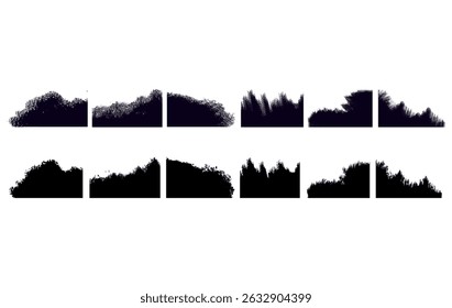 Conjunto de Silhuetas de Traçado de Pincel Abstrato